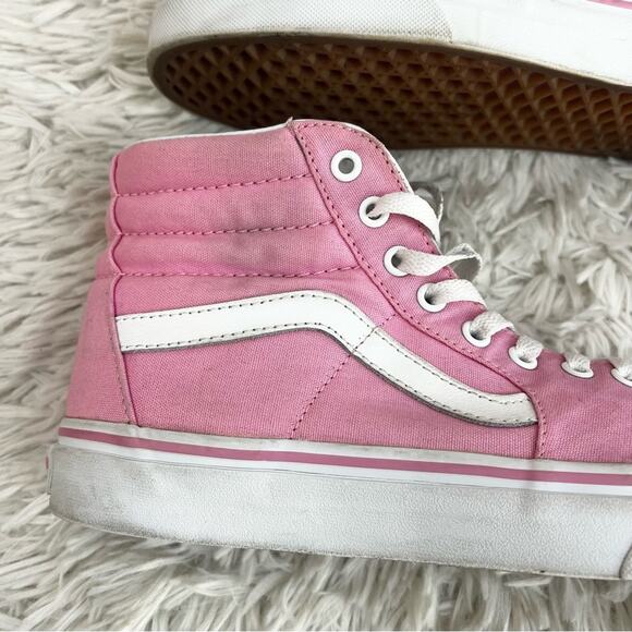 Vans Sk8 Hi Pink and White Canvas High-Top Sneakers Unisex 8 Men - 9.5 Women - Picture 9 of 15